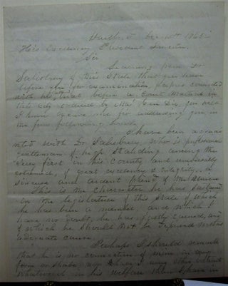 Item #213512 Retained Copy of a Letter to Abraham Lincoln. William W. ELLSWORTH