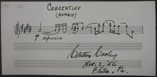 Item #213611 Autographed Musical Quotation. Samuel Carlton COOLEY