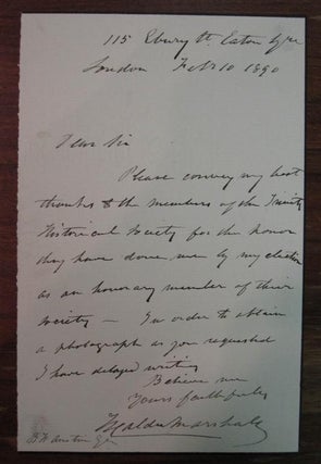 Item #213620 Autograph Letter Signed. William Calder MARSHALL, 1813 - 1894