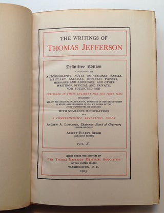 Item #214158 The Writings of Thomas Jefferson. Thomas JEFFERSON