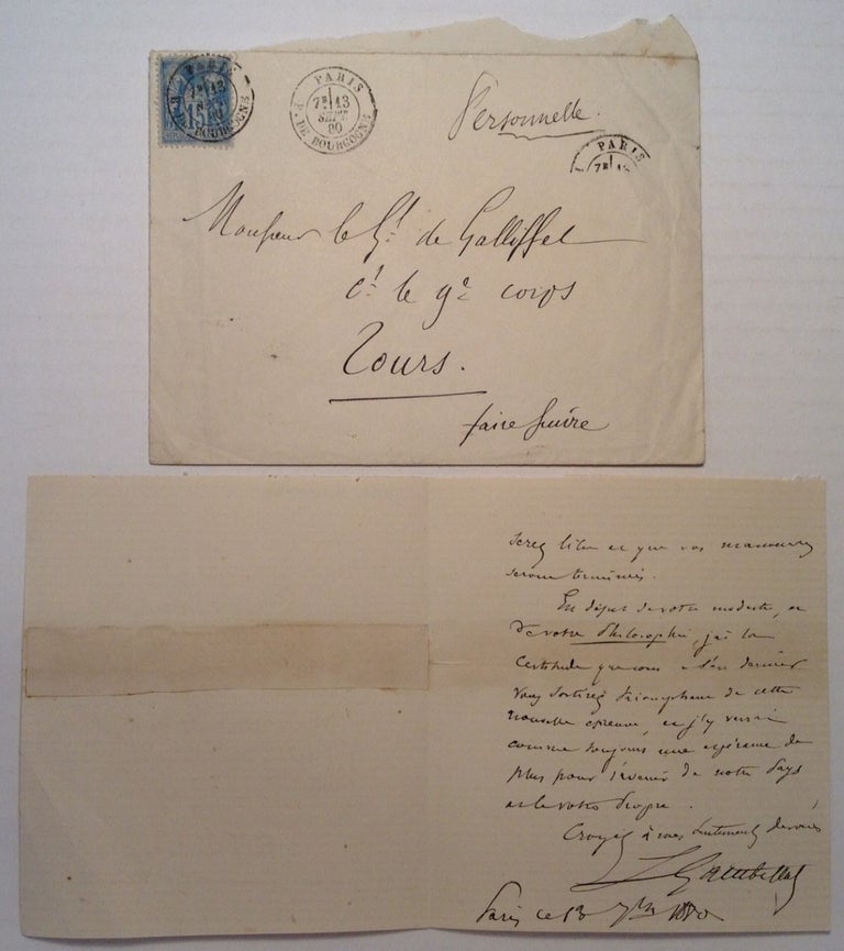 Item #214179 Autographed Letter Signed in French. Leon GAMBETTA, 1838 - 1882.