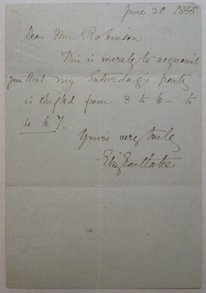 Item #214317 Autographed Letter Signed. Elizabeth EASTLAKE, nee Rigby, 1809 - 1893