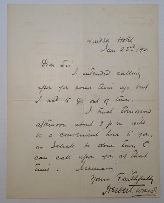 Item #215992 Rare Autograph Letter Signed. Herbert WARD