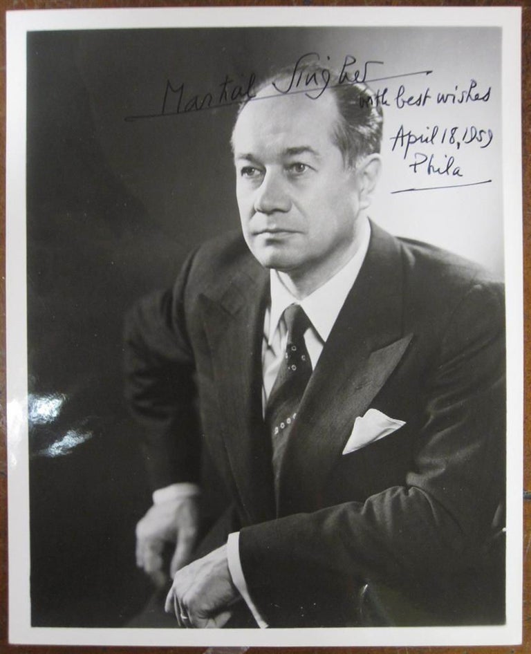 Item #216129 Inscribed Photograph. Martial SINGHER, 1904 - 1990.