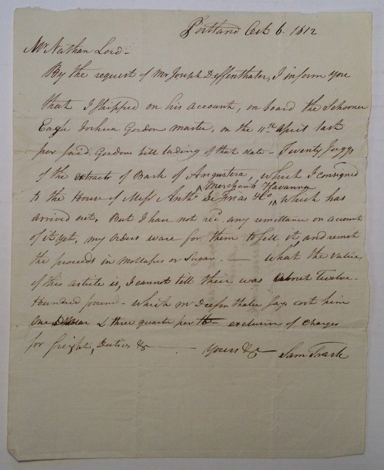Item #216429 1812 Merchant's Letter. MAINE BEFORE STATEHOOD.