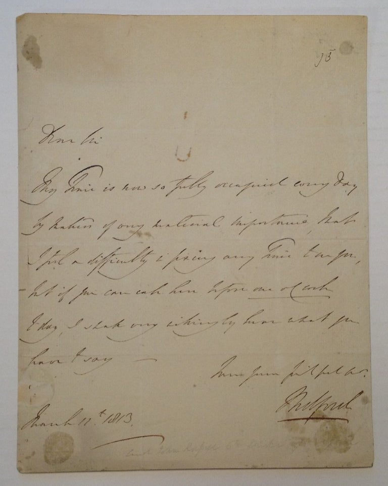 Item #217155 Fine Autograph Letter Signed. John RUSSELL, 6th Duke of Bedford, 1766 - 1839.