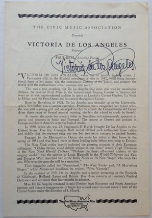 Item #217845 Signed Program. Victoria DE LOS ANGELES, 1923 - 2005