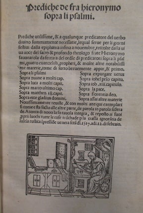 Prediche de fra Hieronymo sopra li psalmi.; Prediche utilissime, & a qualunque predicatore del uerbo diuino summamente necessarie, lequal serue per li giorni festiui dalla epiphania infina a nouembre .
