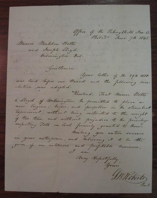 Item #218330 Autographed Letter Signed by the steamboat and railroad pioneer. Solomon White...