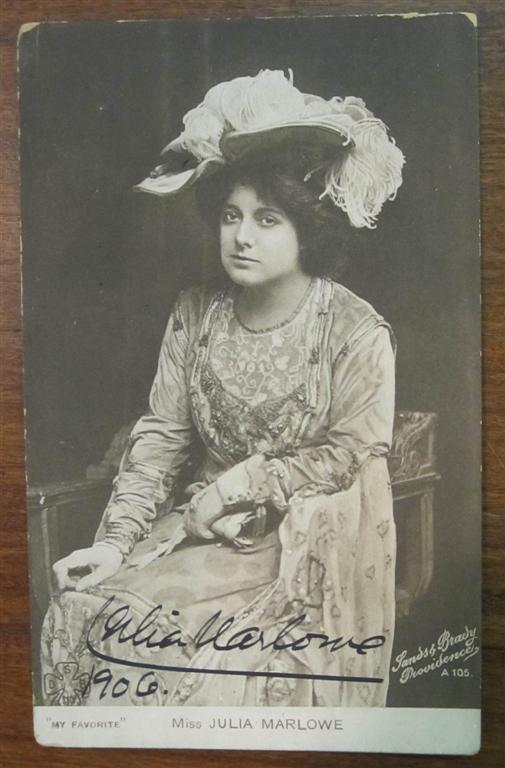 Item #218341 Signed Vintage Postcard. Julia MARLOWE, Sarah Frances Frost.