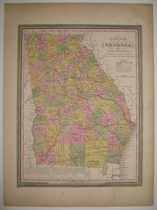 Item #219154 A New Map of Georgia with its Roads & Distances. Samuel Augustus Sr MITCHELL