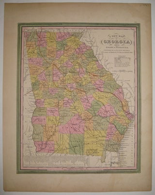 Item #219154 A New Map of Georgia with its Roads & Distances. Samuel Augustus Sr MITCHELL