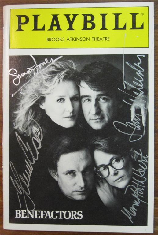 Item #219161 Signed Playbill by the cast of "Benefactors" Glenn CLOSE.