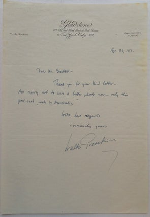 Item #219482 Autographed Letter Signed. Walter GIESEKING, 1895 - 1956