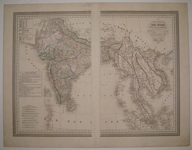 Item #219669 Carte Generale des Indes en-deca et au-dela du Gange, Comprenant l'Hindhoustan ou ancien Empire Mongol, L'Empire Birman, la presqu'ite de Malacca et les Royaumes d'Anam. Louis VIVIEN DE SAINT MARTIN.