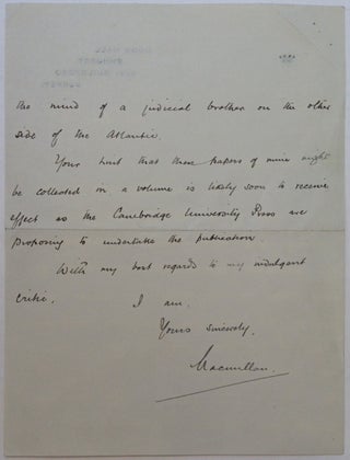 Autographed Letter Signed "Macmillan" to a Judge