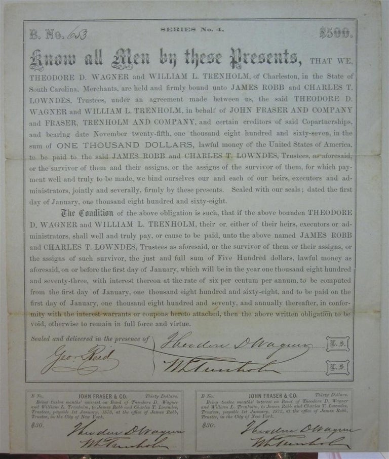 Item #220392 Document Signed by the Secretary of the Confederacy. George A. TRENHOLM.