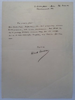 Item #220445 Rare Autographed Letter Signed in German. Kurt EISNER
