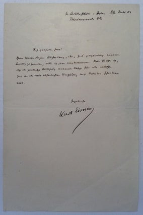 Item #220445 Rare Autographed Letter Signed in German. Kurt EISNER, 1867 - 1919