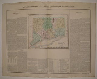 Item #220595 Carte Geographique, Statistique et Historique du Connecticut. Jean Alexandre BUCHON