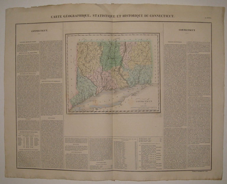Item #220595 Carte Geographique, Statistique et Historique du Connecticut. Jean Alexandre BUCHON.