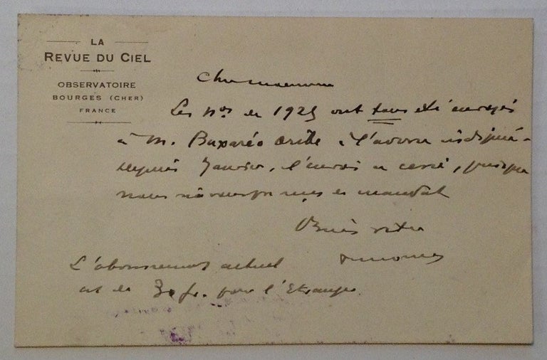 Item #221013 Autographed Letter Signed. Theophile MOREUX, 1867 - 1954.