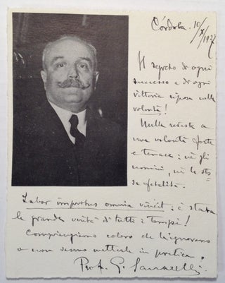 Item #221033 Autographed Note Signed to a Colleague. Giuseppe SANARELLI, 1864 - 1940
