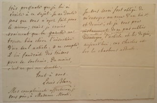 Autographed Letter Signed in French