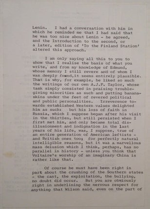Extraordinary Typed Letter Signed about Edmond Wilson