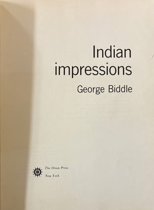 Item #223148 Indian Impressions. George BIDDLE