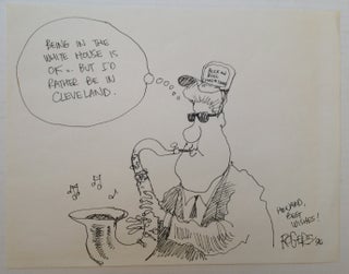Item #223621 Original Pen & Ink Cartoon of Bill Clinton. Rob ROGERS