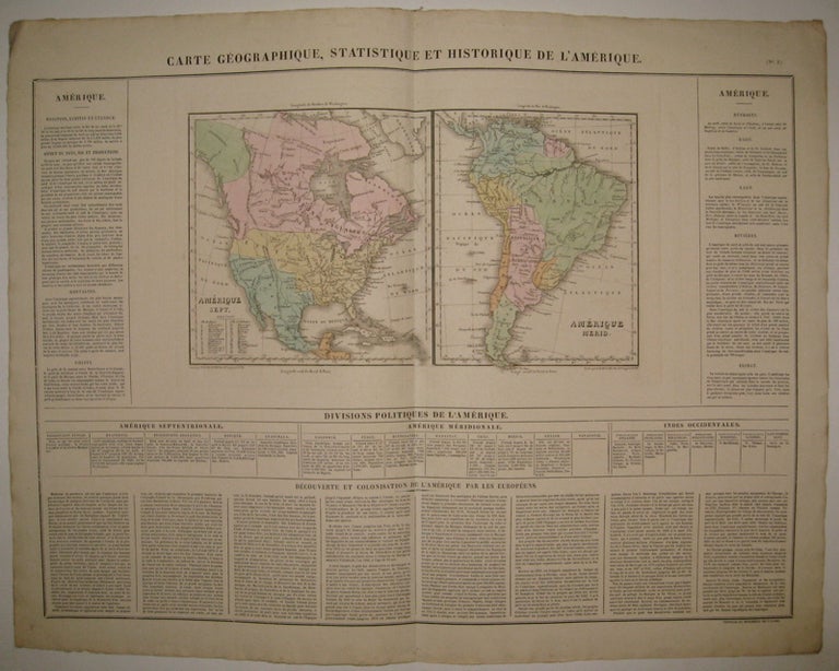 Item #224083 Carte Geographique, Statistique et Historique de l'Amerique. Jean Alexandre BUCHON.