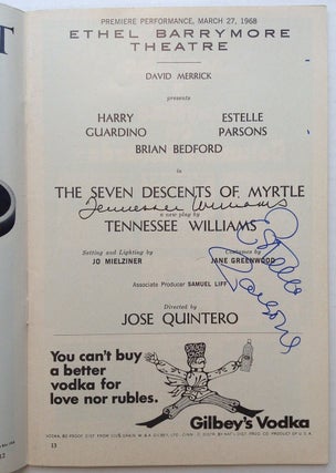 Item #224647 Signed Playbill -- "The Seven Descents of Myrtle" Tennessee WILLIAMS, 1911 - 1983
