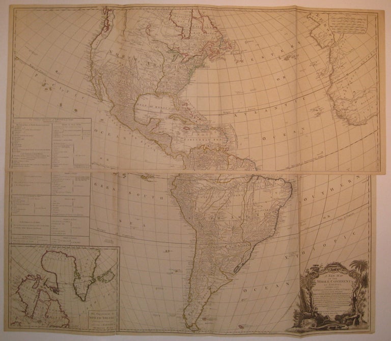 Item #224672 A New Map of the Whole Continent of America, Divided into North and South and West Indies, wherein are exactly the Described the United States of North America as well as the Several European Possessions according to the Preliminaries of Peace signed at Versailles Jan. 20, 1783. Jean Baptiste Bourguignon D'ANVILLE, John, GIBSON, George POWNALL.