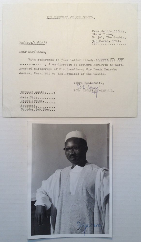 Item #224908 Signed Photograph. Dawda Kairaba JAWARA, 1924 -.