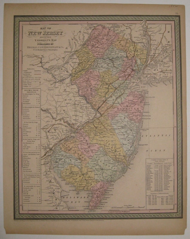 Item #225390 Map of New Jersey reduced from T. Gordon's Map. COWPERTHWAIT THOMAS, CO.
