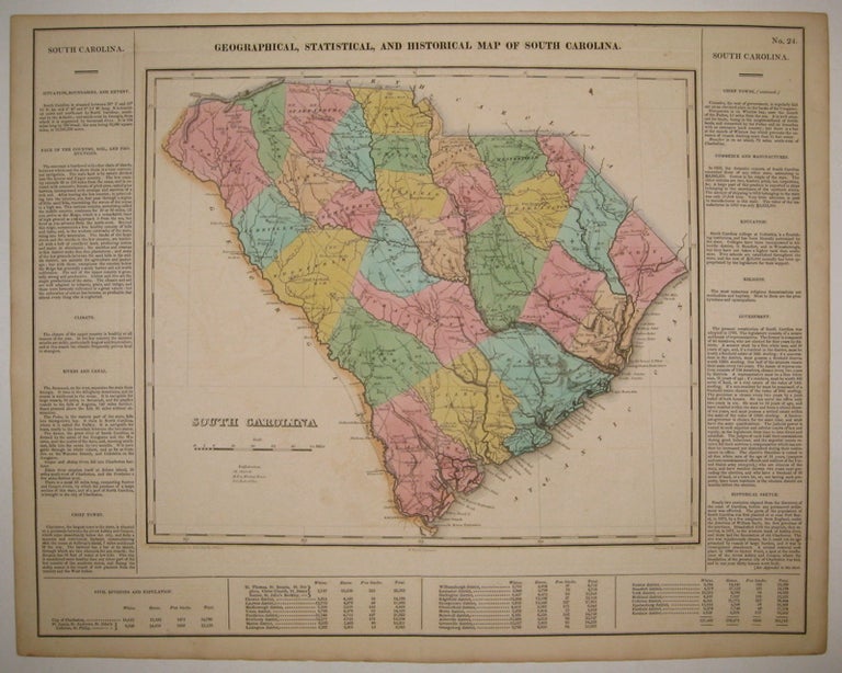 Item #226091 Geographical, Statistical, and Historical Map of South Carolina. CAREY, LEA.