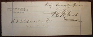 Item #226490 Signature Removed from a Letter. Frederick Nicholls CROUCH
