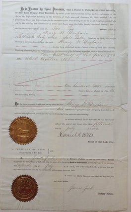 Item #226504 Partly Printed Document Signed. MORMON CHURCH