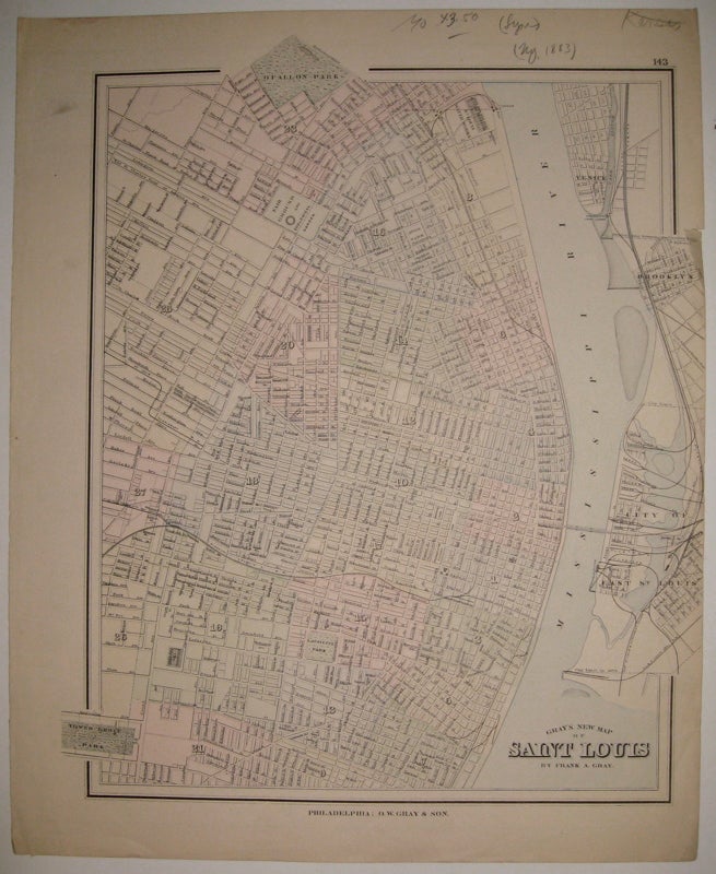 Item #227686 Gray's New Map of Saint Louis. Frank A. GRAY.