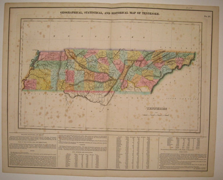 Item #229351 Geographical, Statistical, and Historical Map of Tennessee. CAREY, LEA.