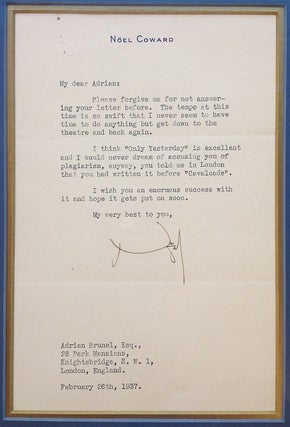 Framed Typed Letter Signed on personal stationery