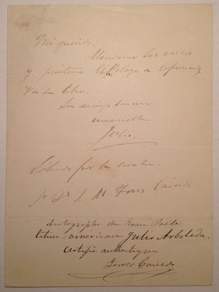 Item #230247 Rare Autographed Letter Signed "Julio" in Spanish. Julio ARBOLEDA
