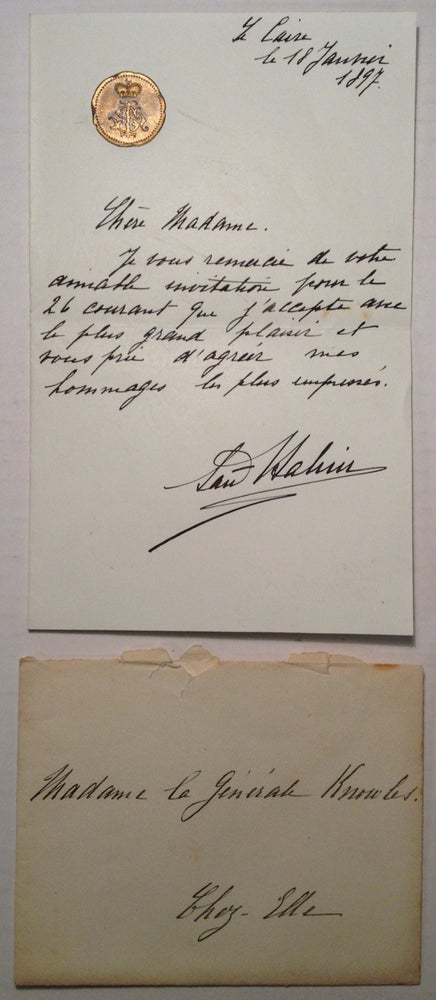 Item #230929 Rare Autographed Letter Signed in French. Said HALIM, Pasha, 1865 - 1921.