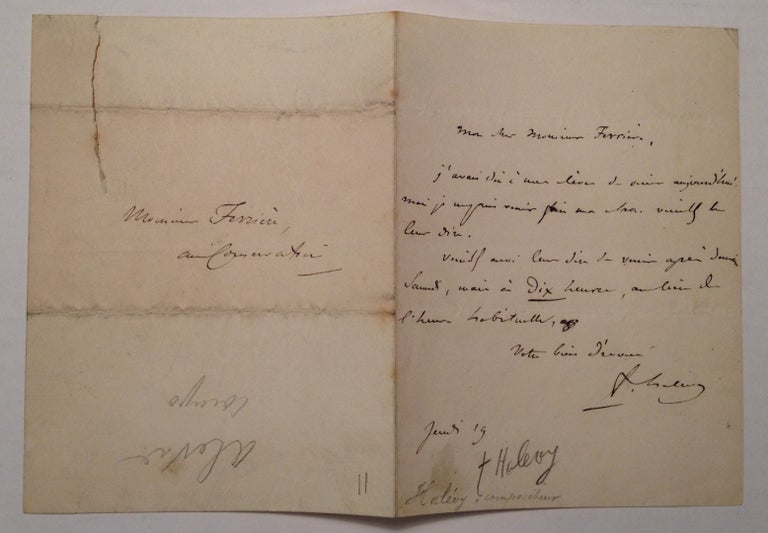 Item #231147 Apologetic Autographed Letter Signed. HALEVY, Jacques Fromental Elie Levy.