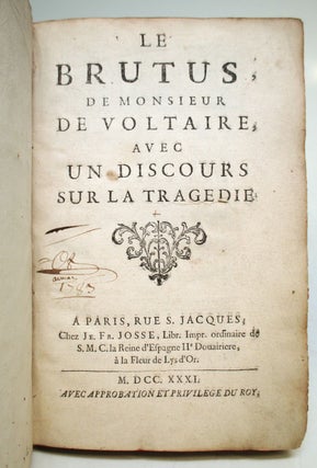 Le Brutus de Monsieur de Voltaire, avec un Discours sur la Tragedie.
