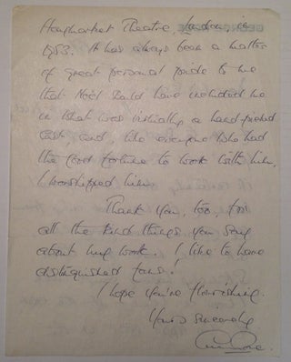 Autographed Letter Signed about Noel Coward