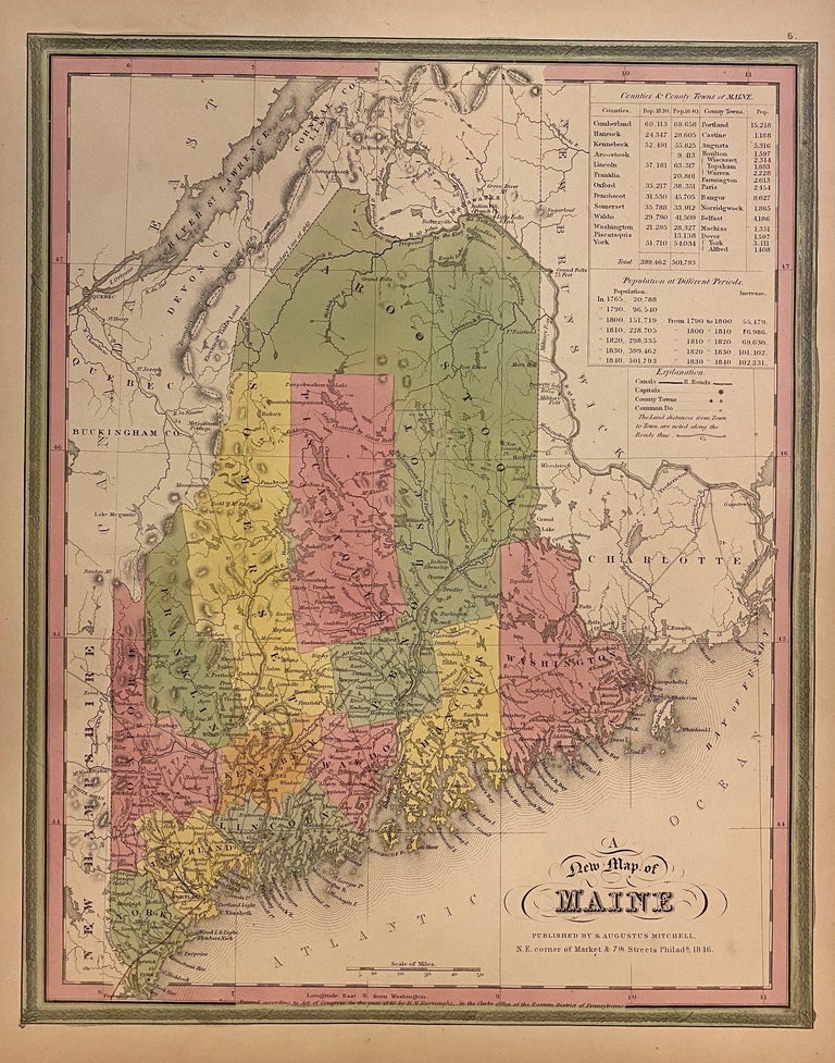Item #232149 A New Map of Maine. Samuel Augustus Sr MITCHELL.