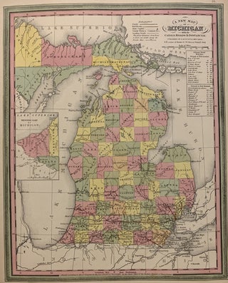 Item #232287 A New Map of Michigan with its Canals, Roads & Distances. Samuel Augustus Sr MITCHELL