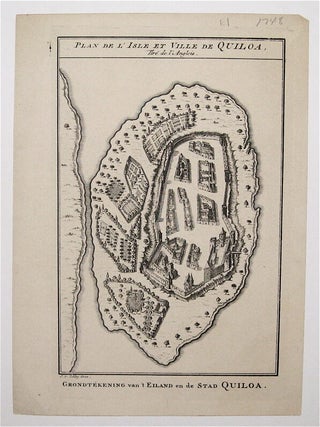 Item #234159 Plan de L'Isle et Ville de Quiloa. Jacques Nicolas BELLIN